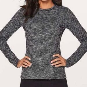 Lululemon Kitsilano Long Sleeve Top Coco Pique Black Size 4 GUC